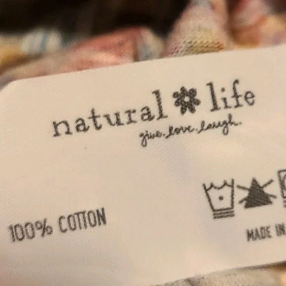 Natural Life Lily T-Shirt Top XXL Lightweight Lettuce Hem Floral LS Pink Boho - Picture 6 of 6